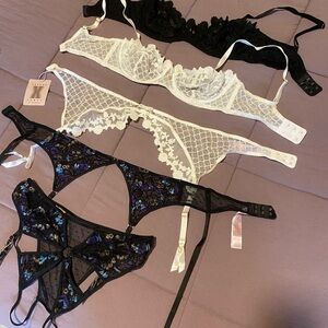 Savage X Fenty Black and White Lace Lingerie Sets